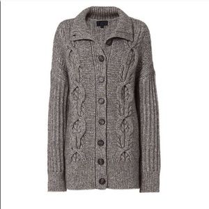 Intermix Wool Blend Chunky Cable Knit Cardigan